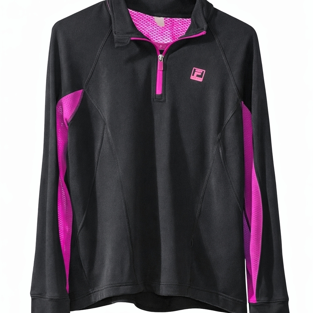 FILA Black Pullover with Pink Accents. EUC.